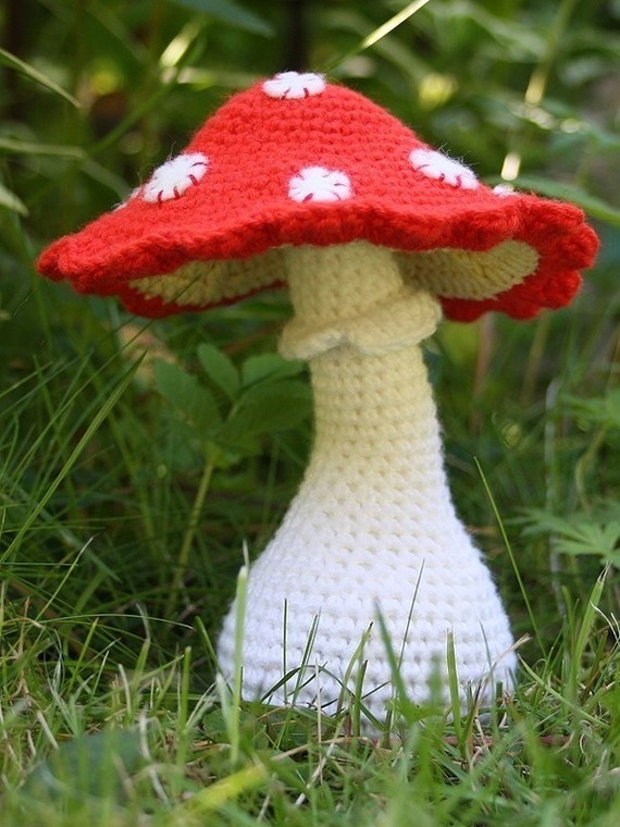 Crocheted toadstool mushroom.