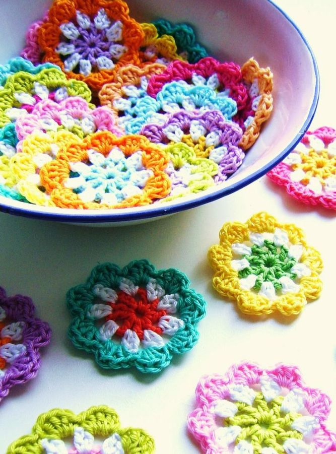 Crocheted mini flower garden.